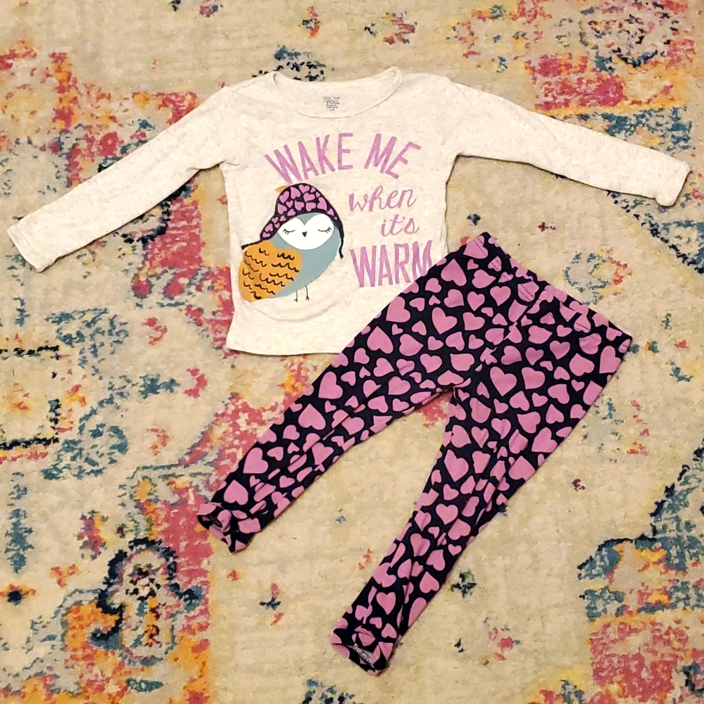Carter's owl and hearts pj set